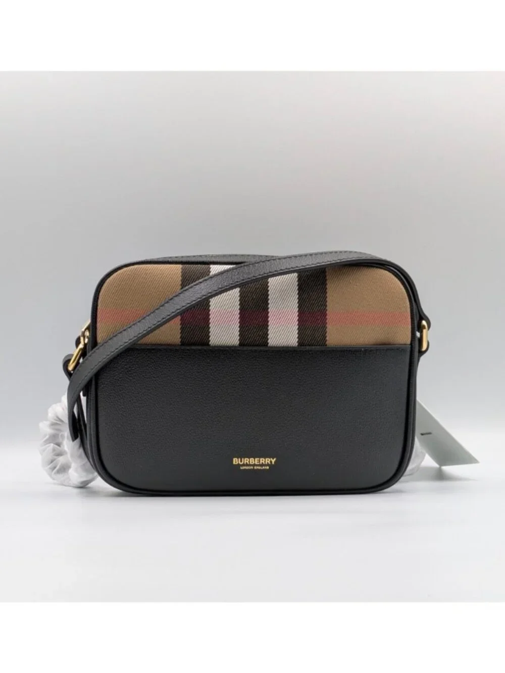 Burberry Vintage Check Small Camera Crossbody Bag Black 8120830